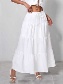 SHEIN PETITE Gonna lunga casual monocromatica