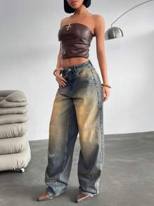 CasuGlow LOW WAIST LOOSE FIT STREET STYLE JEAN Low Rise Jeans - Medium Wash - View 1