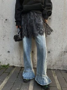 FRIFUL Women's Denim Flared Pants, Jeans, Spring/Summer - Medium Wash - View 2