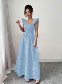 Rafferiza 女士提花长裙，设计独特 - 藍色 - 查看 1