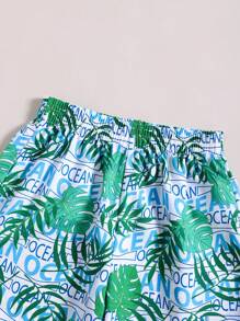 Conjunto de camisa y pantalones cortos con estampado tropical a juego para niño preadolescente - Multicolor - Ver 5