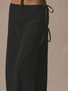 MUSERA Chân váy midi dáng suông, cạp thấp, buộc dây đôi bên hông, thích hợp cho mùa hè, kỳ nghỉ hoặc lễ Phục sinh. - Màu xanh lam - Xem 5