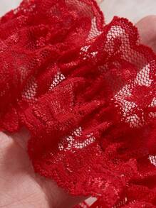 1 Pair Sexy Red Lace Leg Garter With Bow Decor Bowknot
