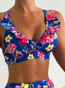 Swim Lushoire Bộ đồ bơi bikini gợi cảm in họa tiết hoa bãi biển mùa hè cho nữ - Nhiều màu - Xem 3