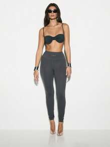 KIZN Premium Leggings High-Rise Compression Tummy Control - Dark Grey - View 3