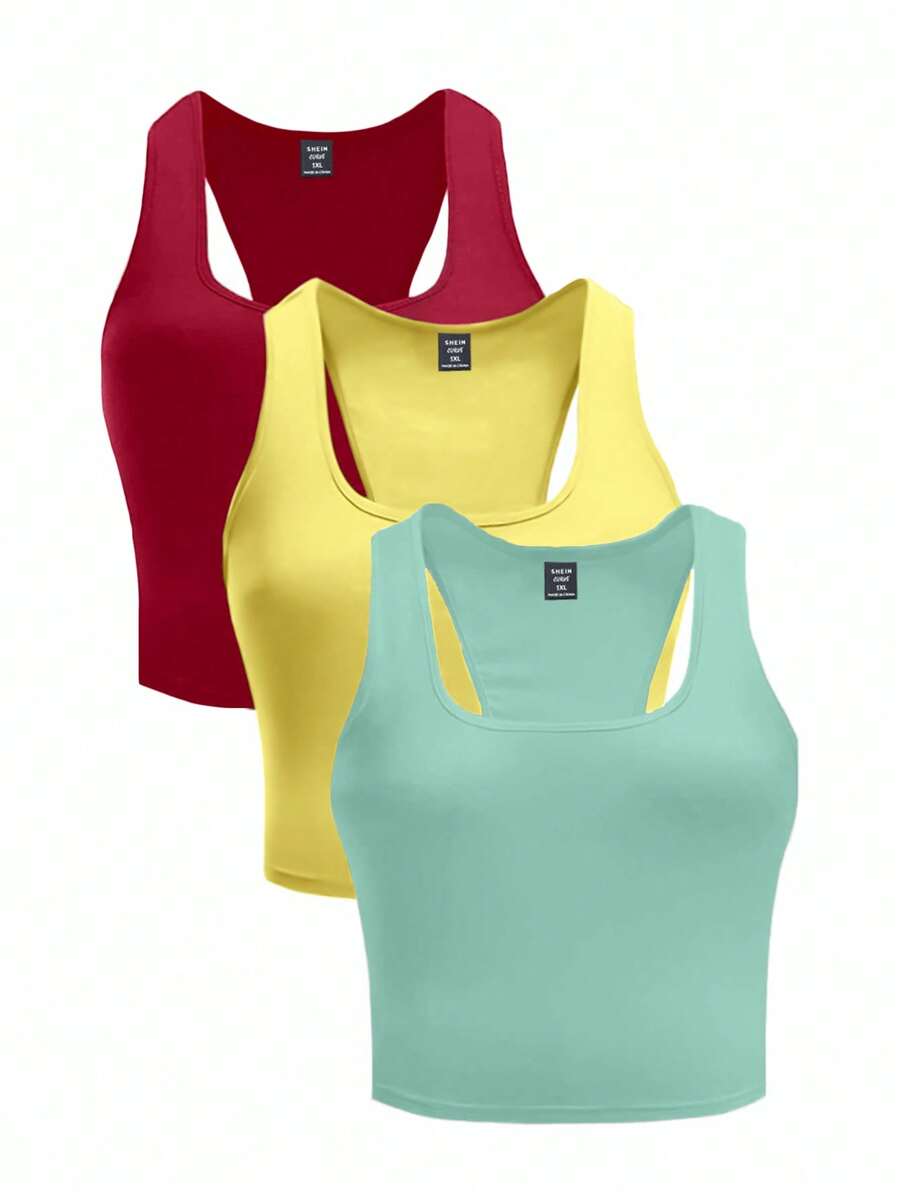 Flirla Plus Size Solid Color Tank Top (Sold As A Set Of 3)
