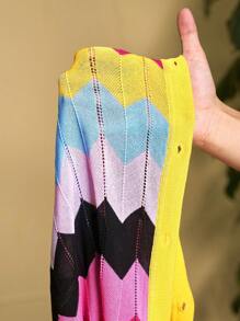 Slaydiva Váy len ngắn bó kẻ sọc cầu vồng cỡ lớn - Nhiều màu - Xem 8