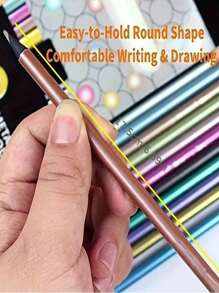 Set de 12 lápices de colores metálicos para arte, bocetos y dibujos - Multicolor - Ver 5