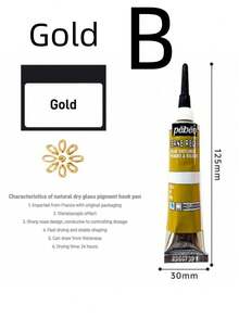 SHEIN 1 Pc Metal Color 3D Stereoscopic Glass Pigment Hook Pen 1mm Pen Tip 20ml DIY Painting Textile Ceramic Metal Acrylic Pigment Back To School - one-size - View 5