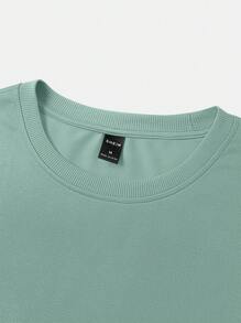Manfinity Homme Conjunto de camiseta de unicolor y pantalón corto con cordón en la cintura para hombre, Conjunto de 2 piezas, Conjunto informal de 2 piezas para hombre, Conjunto de 2 piezas de verano para hombre