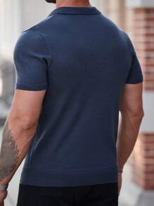 Manfinity Homme Heren Letter Print Casual Pullover Korte Mouw Gebreide Trui
