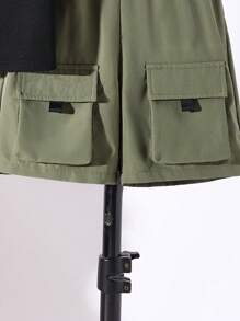 SHEIN Young Boy Crew Neck 3D Pockets Short Sleeve T-Shirt And Shorts Set - Army Green - View 6