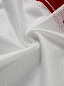 Manfinity Campus Court Men's Casual Sports Number Print Contrast Color Short Sleeve T-Shirt - Red and White - View 4