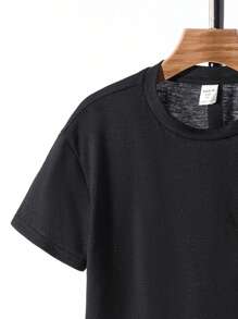 SHEIN Young Boy Crew Neck 3D Pockets Short Sleeve T-Shirt And Shorts Set - Army Green - View 3