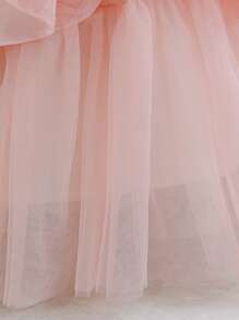 SHEIN Glamorique Kids Đầm cưới hoa văn sang trọng thiết kế riêng cho bé gái, đầm voan xếp lớp trang trí ren, kiểu công chúa thanh lịch cho tiệc tùng, đám cưới, lễ kỷ niệm, đầm sinh nhật màu hồng cho bé gái, đầm dự tiệc cho bé gái, đầm công chúa, đầm em bé gái, đầm cưới thanh lịch cho bé gái, đầm dự tiệc cho bé gái. - Hồng - Xem 3