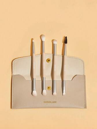 SHEGLAM Glam 101 Eye Essentials Brush Set With Bag Synthetic Portable Makeup Brushes Set Eyeshadow Blending Pointed Eye Makeup Brushes Makeup Brush Organizer Travel Case Brand Beauty Makeup Face Paint Cosmetic For Women Girls Perfect For Fall Winter Ideal For Y2K Fancy Fashion Suitable For Birthday Christmas Present Party Ready Best Color