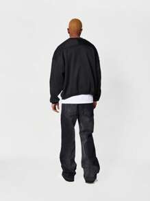 SUMWON Straight Fit Jean With Curve Panels - Black - View 5