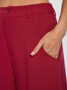 COSMINA Pantalones de traje elegantes de color rojo regular para mujer, para primavera/verano