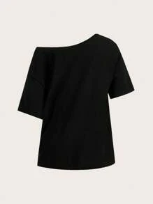 SHEIN EZwear 休闲简约落肩女士T恤适合夏季