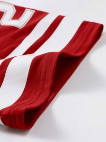 Manfinity Campus Court Men's Casual Sports Number Print Contrast Color Short Sleeve T-Shirt - Red and White - View 7