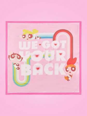 THE POWERPUFF GIRLS X SHEIN 1 件女式可爱卡通花朵、泡泡、金凤花图案围巾