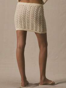 MUSERA Low Rise Crochet Mini Skirt Only Spring Summer Cute Vacation New Years Fall Autumn Winter Bridal Bachelorette Hen Do Wedding Holiday - White - View 4