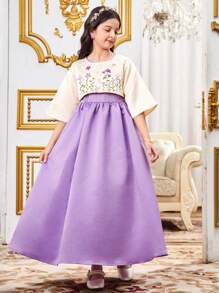 Tween Girls Embroidered Crop Top And Skirt 2 Pieces Outfit