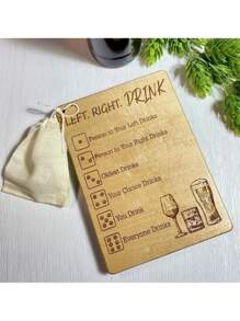 SHEIN 1 Set Left Right Drink Drinking Game, Fun Dice Plates And Dice Bags, Party Drinking Bar Dice Game, Adult Drinking Game Left Right Center, Funny Social And Interactive Board Game For Adults,Christmas - Brown - View 4