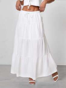 SHEIN PETITE Gonna lunga casual monocromatica