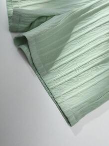 2 件女婴休闲时尚无袖上衣和短裤套装，绿色夏季服装，清爽可爱的春季休闲度假装 - 彩色 - 查看 3