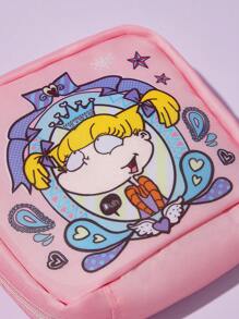 Nick 90s X SHEIN 1pc 90s Cartoon Graphic RPET Sanitary Pad Storage Pouch, Can Be Used As A Storage Bag For Female Hygiene Products, Digital Storage Bag, Small Item Storage Bag