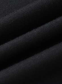 SHEIN Casual Flower & Letter Pattern Round Neck Short Sleeve T-Shirt, Summer - Black - View 3