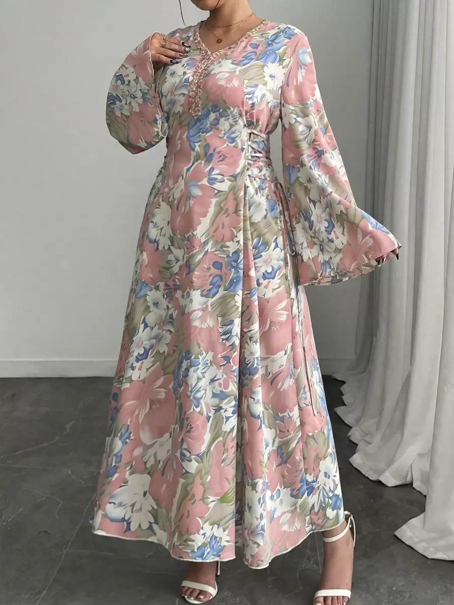 Woven Flower Print Dress main image 1