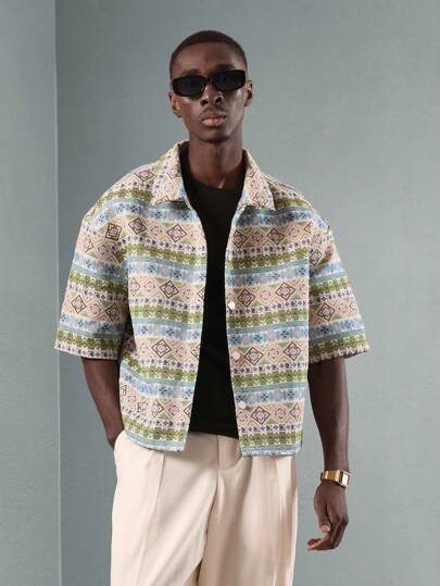 Boxy Fit Nylon Shirt With Front And Back Graphic Print｜Sumwon