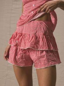 MUSERA Low Rise Two Tier Ruffle Lace Trim Skort  Summer Cute Vacation 90's Y2k