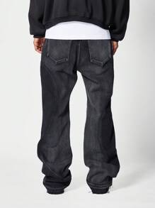 SUMWON Straight Fit Jean With Curve Panels - Black - View 6
