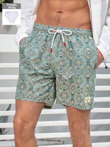 Manfinity Swimmode Men's Simple Fashionable Casual Everyday Beach Shorts - Multicolor - View 1