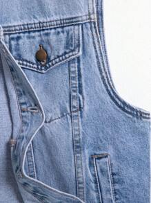 Manfinity Homme Men's Casual Washed Denim Vest Jacket - Light Wash - View 8