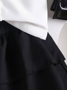 Tenue de mode coréenne style académique été 2024 pour bébé fille, chemise sans manches + jupe à volants - Blanc - Voir 7