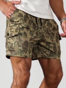 Manfinity LEGND 男士街头风格迷彩印花工装短裤 - 彩色 - 查看 6