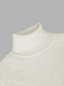 RueChic Men Geometrical Knitted Turtle Neck Regular Sweater - Beige - View 4