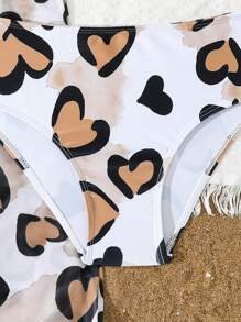 Tween Girl Leopard Print Bikini Set Summer Beach - Multicolor - View 4