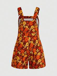 SHEIN MOOSTA Plus Size Women Orange Printed Woven Jumpsuit, Vacation - Orange - View 2