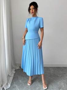 Elenzga 女士德比赛马图案百褶系带连衣裙，适合春夏季通勤和度假穿着