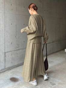 FRIFUL 2 件套女士卡其色衬衫和裙子套装，春夏 - 卡其色 - 查看 5