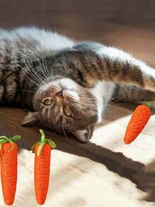 PETSIN 2pcs Cat Toys, 1 Large And 1 Small Carrot Shaped Paper Rope Toys - Multicolor - View 4