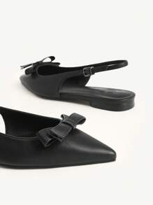 CUCCOO CHICEST Women's Pointed Toe Bow Accent Flats, Black Elegant - Black - View 11