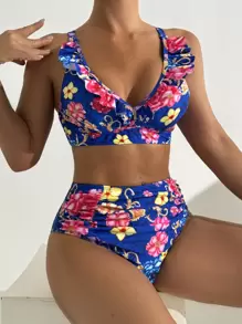 Swim Lushoire Bộ đồ bơi bikini gợi cảm in họa tiết hoa bãi biển mùa hè cho nữ - Nhiều màu - Xem 1
