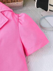 2pcs/Set Girls Elegant Office Style Short Sleeve Jacket And Cami Dress For Summer