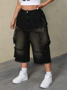SHEIN ICON Jeans en denim casual grande taille, tenue de tous les jours - Noir - Voir 5